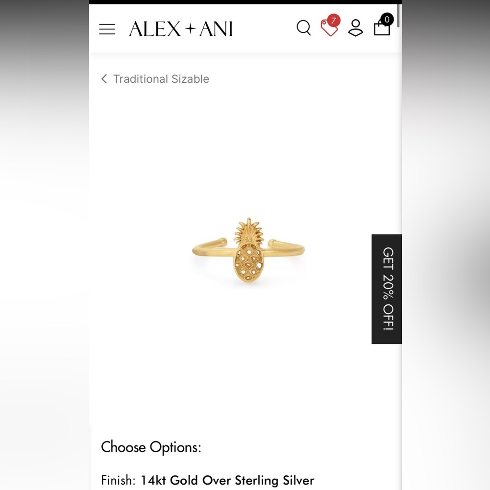 NEW Alex and Ani Pineapple Adjustable Ring 14K Gold Over Sterling Silver